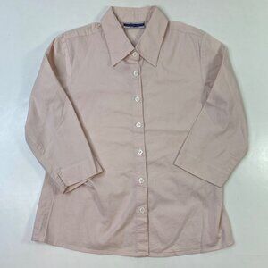 Amanda Smith Stretch Women's Blouse Pink Size M Collar Buttons